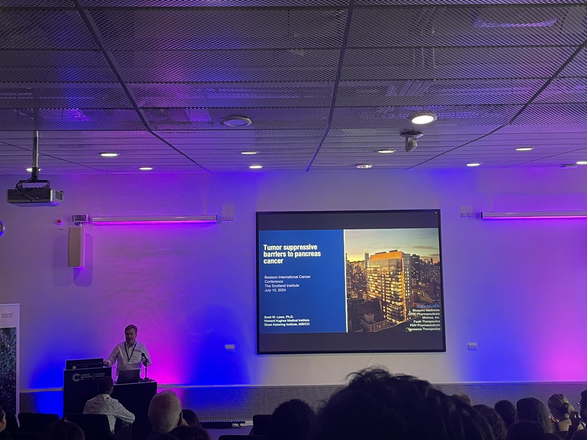 CRUK Scotland Inst (@cruk_si) on Twitter photo It’s the final day of the 25th Beatson International Cancer Conference #BICC2024! Kicking off the day, we have Scott Lowe from <a href="/MSKCancerCenter/">Memorial Sloan Kettering Cancer Center</a> who will be talking about tumour suppressive barriers to pancreas cancer It’s the final day of the 25th Beatson International Cancer Conference #BICC2024! Kicking off the day, we have Scott Lowe from <a href="/MSKCancerCenter/">Memorial Sloan Kettering Cancer Center</a> who will be talking about tumour suppressive barriers to pancreas cancer