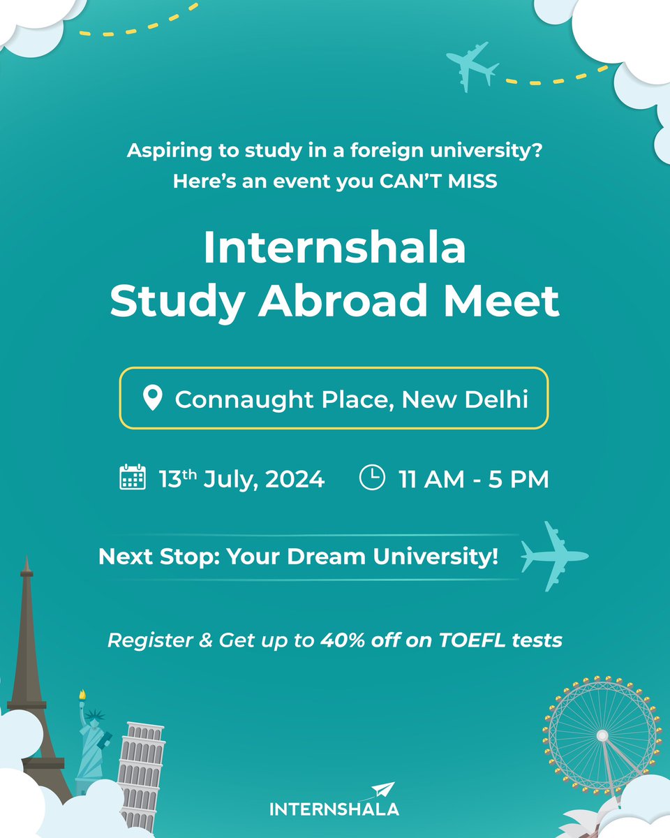 Open invite to all global university aspirants! 📧 

Get consultations from top education experts, FREE IELTS Training worth ₹9999 training, scholarships, &amp; huge discounts.

bit.ly/studyabroad_is 

#studyabroad #IELTS #TOEFL #Scholarship #college