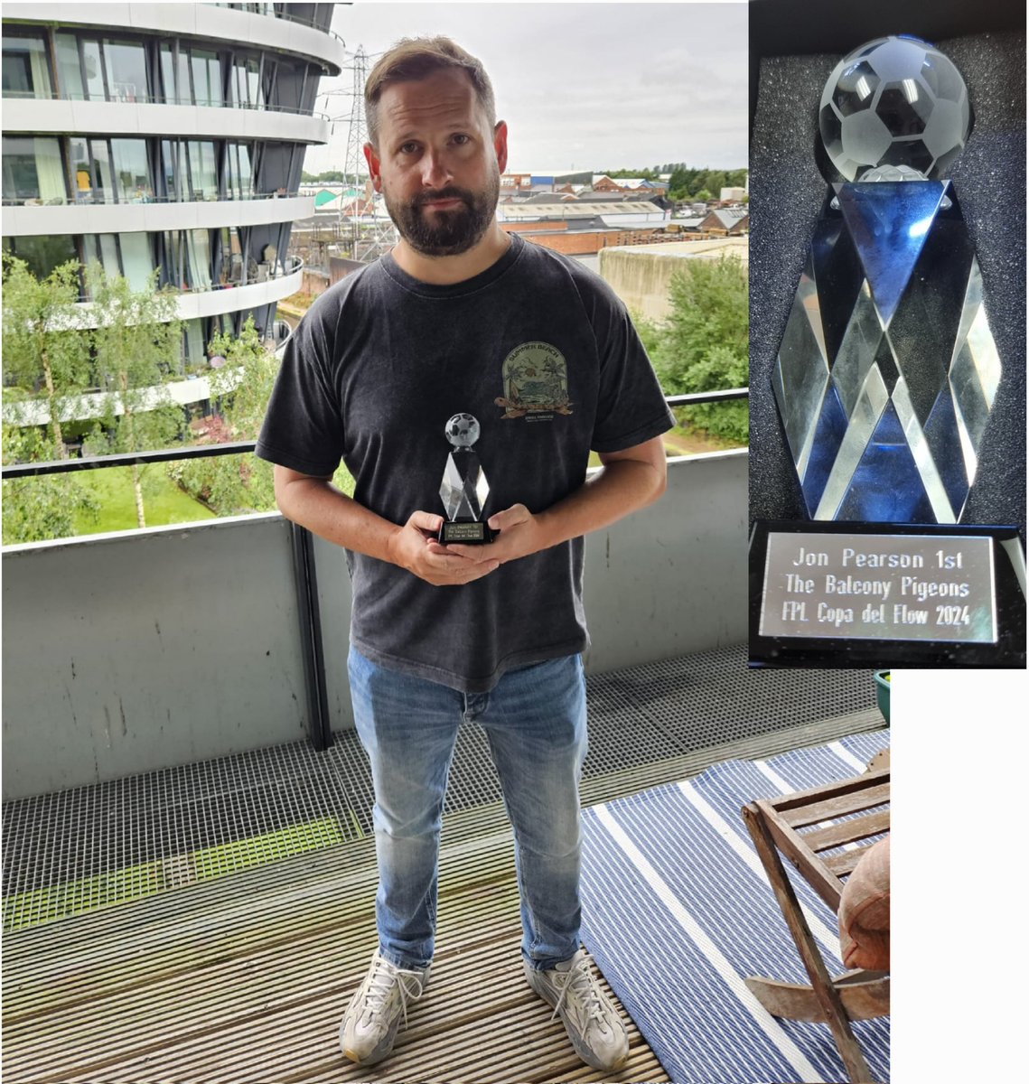 Congratulations to G L Flow Associate Jon Pearson , winner 🏆 of the " Copa del Flow 2024 " Football Fantasy League , with his team " The Balcony  Pigeons "