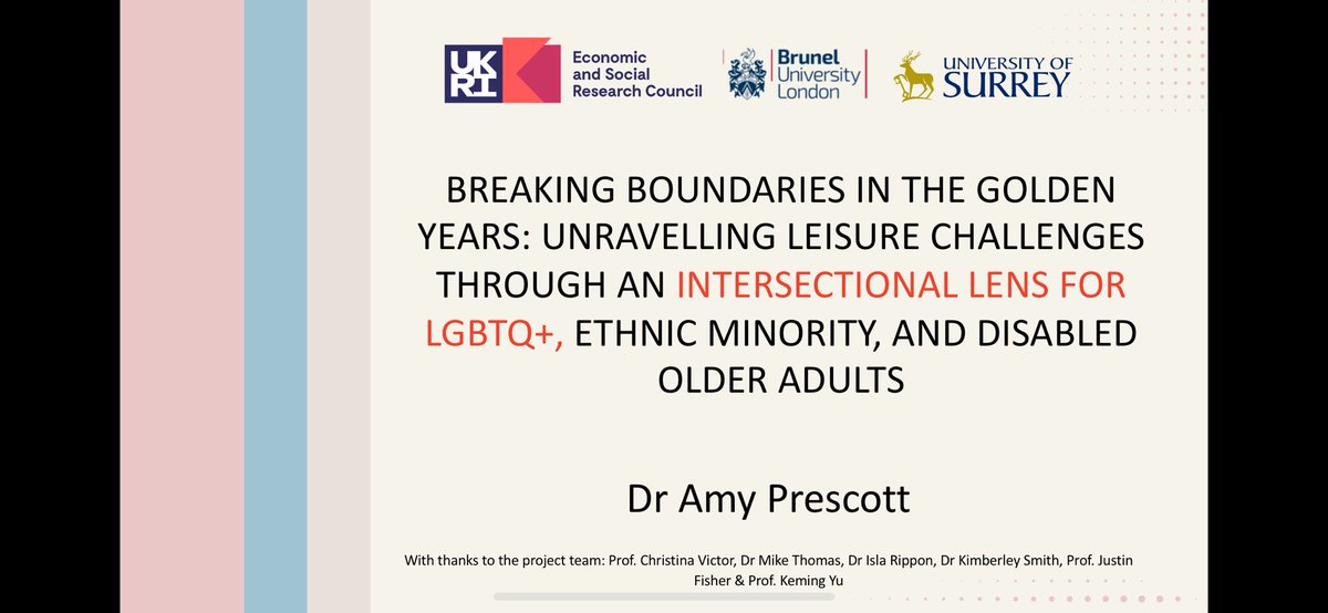 Thrilled to be presenting this morning on behalf of <a href="/SIAL_Brunel/">Socially Inclusive Ageing across the Lifecourse</a> at <a href="/LSA2024/">LSA Conference 2024</a>. Thanks for having me 🩷 #research #LSA2024 #gerontology #leisure