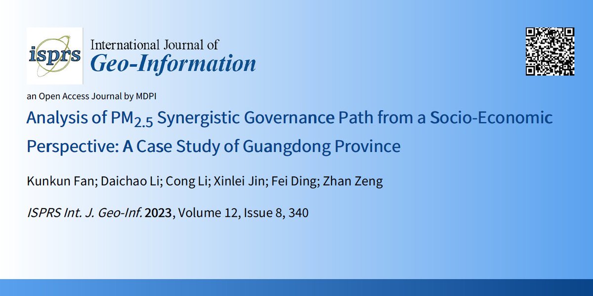 ISPRS_IJGI's tweet image. Analysis of #PM2.5 Synergistic Governance Path from a Socio-Economic Perspective: A Case Study of #Guangdong Province 

Full paper: mdpi.com/2436944 #mdpiijgi via @ISPRS_IJGI
