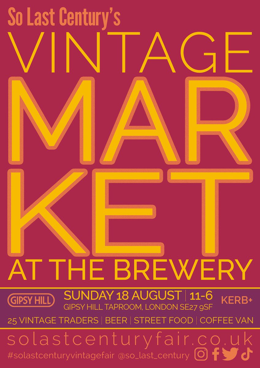 so_lastcentury's tweet image. Can’t wait to be back @GipsyHillBrew on Sunday 18 August for another Vintage Market at the Brewery! 
Summer flea market finds, fabulous beer brewed on site and delicious street food by @KERB_ 
What more do you need?!☀️
11-6pm, free, dog friendly 
@OurGipsyHill