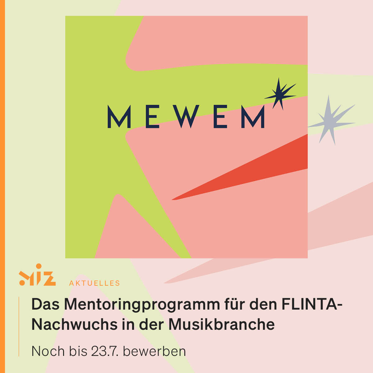 mizMusikinfo's tweet photo. Mentoringprogramm für FLINTA-Nachwuchs in der Musikbranche: MEWEM geht in die nächste Runde. Noch bis 23.7. können sich als Frau, trans oder non-binär definierende Personen als Mentee bewerben. Mehr dazu: https://t.co/l64eKp4qgC @DerVUT #initiativemusik https://t.co/0Lsz5MwIDu