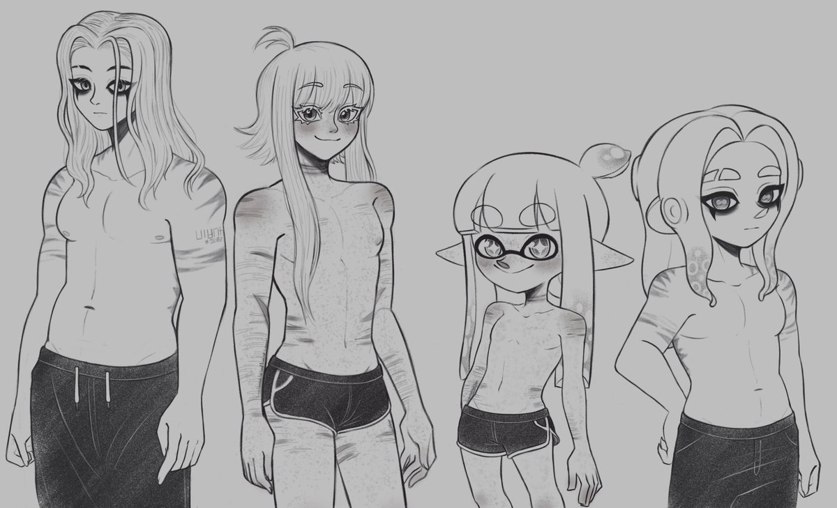 Oomy_tako's tweet photo. TW: sh-scars.

I wanted to draw the differences in their bodies, Shibu is plump jsjs. https://t.co/Pn31xJwLMc