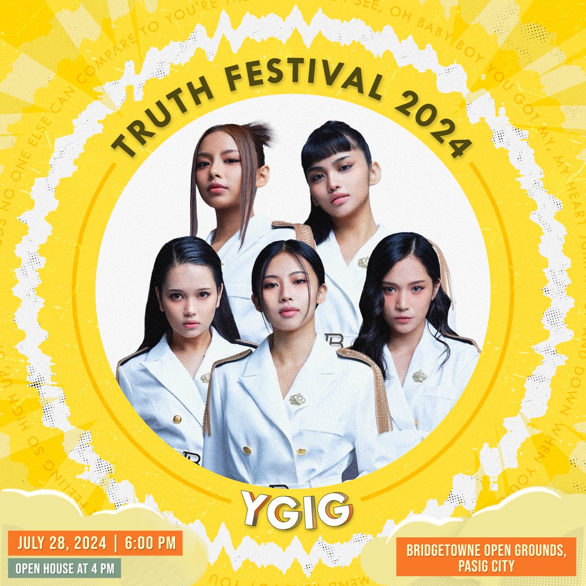 P-POP GIRL GROUP REVEAL! 🫶

SBTown Girl group, <a href="/ygig_official/">YGIG</a> are all set to perform at t#TruthFestival2024 at Bridgetowne Open Grounds, Pasig City on July 28, 2024!

Congratulations to all who guessed it right and won FREE tickets! To claim your tickets, kindly wait for a