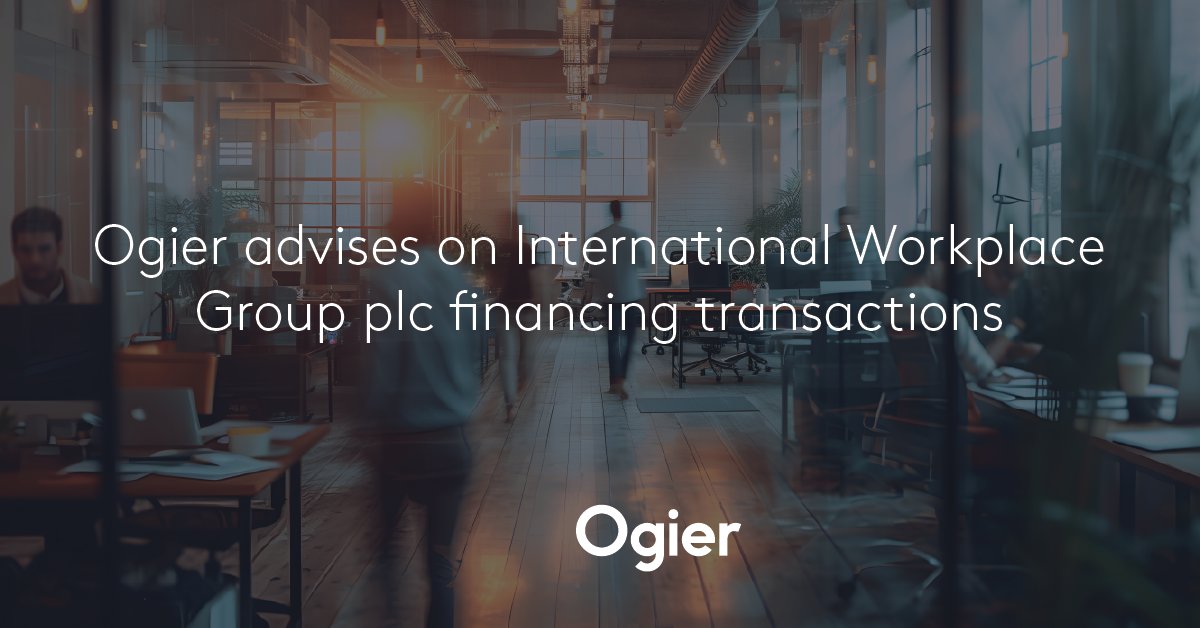 Ogier's Banking and Finance team in Jersey has advised the lenders on a series of financing transactions by International Workplace Group plc: loom.ly/Ogux4vo

#Jersey #BankingandFinance