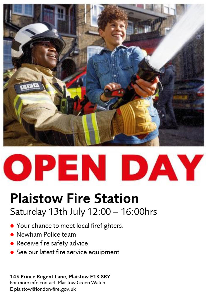 Got Saturday plans? Why not come down to #Plaistow Fire Station's Open Day!

It's your chance to meet local firefighters, see our latest equipment and pick up some fire safety advice to protect your family.

⏲️ 1200-1600
📆 Saturday 13 July 
🚒 Plaistow Fire Station