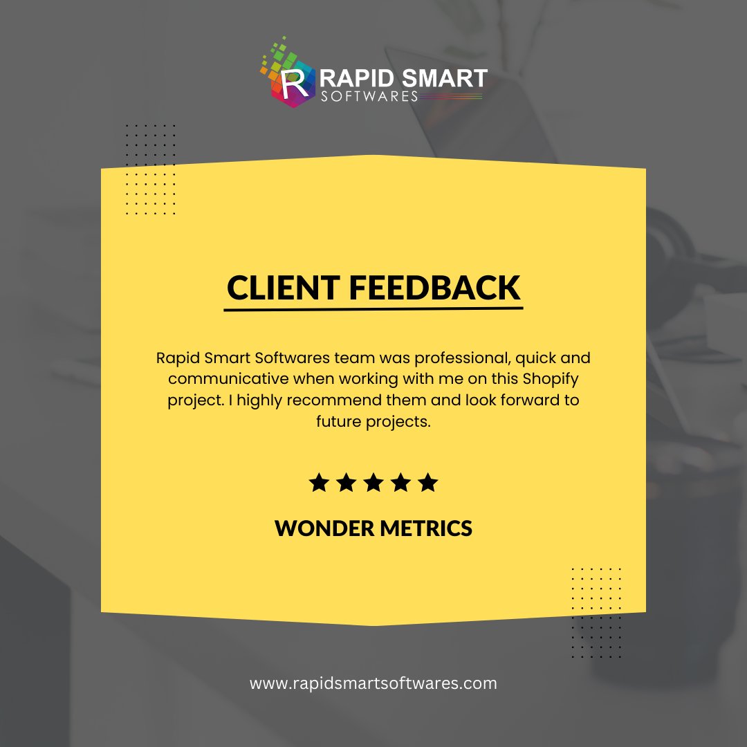 Another satisfied client! 🌟 Thank you Wonder Metrics for your trust and support. #ClientFeedback #shopifyproject
#ClientTestimonial #HappyClient #ProfessionalTeam #QuickService #TopNotchService #CustomerSatisfaction #ShopifyExperts #EcommerceSuccess #ProjectSuccess