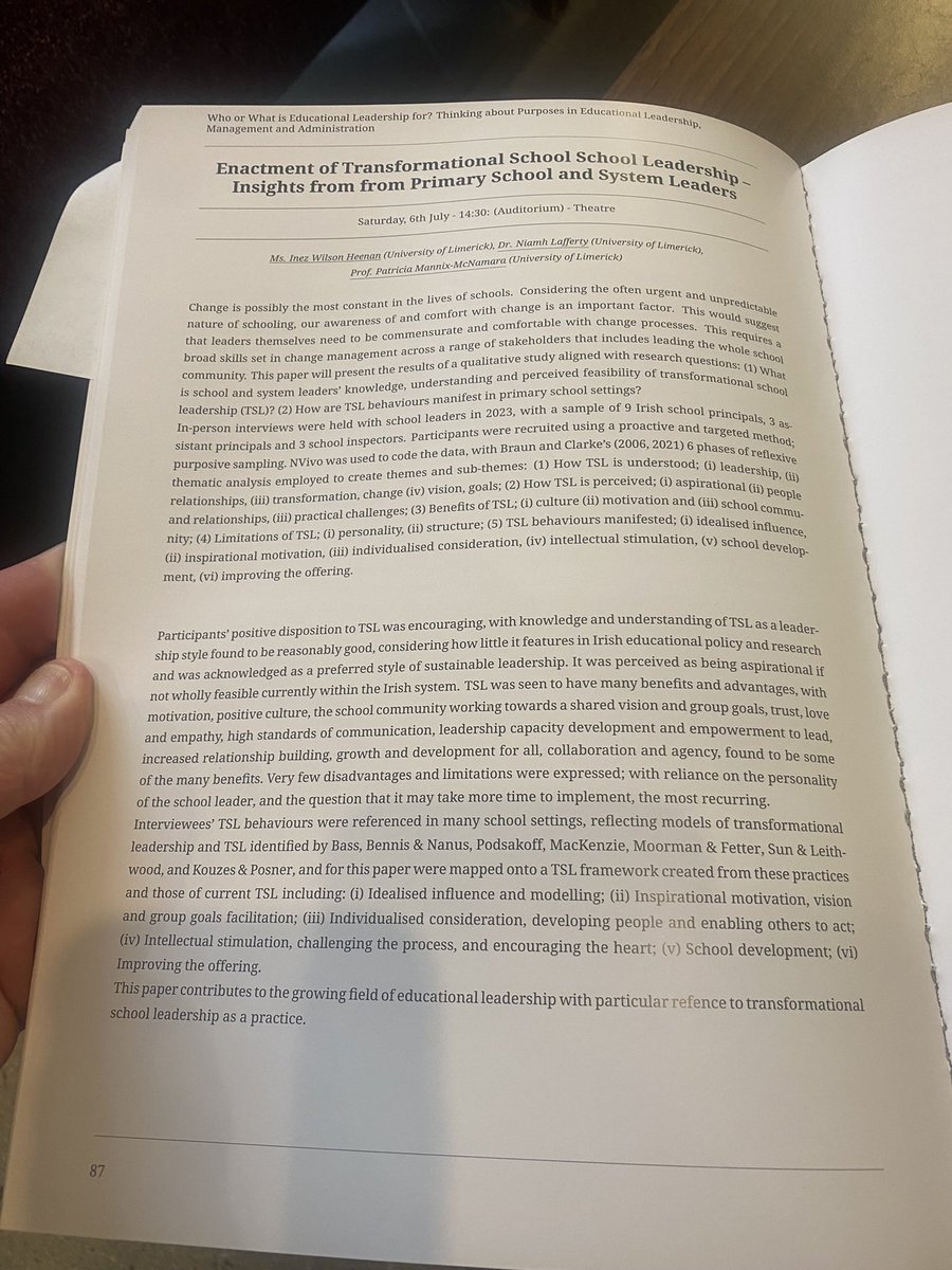 Great to hear <a href="/InezHeenan/">inez</a> contribute to #Belmas conference in #Glasgow recently. Vital insights on #TransformationalLeadership
