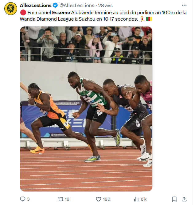 jtchoufang's tweet photo. @AllezLesLions @CRTV_web Puissiez-vous compléter cette information?
Qui sont-ils?
Quelles sont les discipline concernées, car en athlétisme, on en dénombre plusieurs dizaines.
Qui des autres et notamment le sprinteur #Esseme dont vous avez souvent parlé? https://t.co/iYc9ZTYJcp