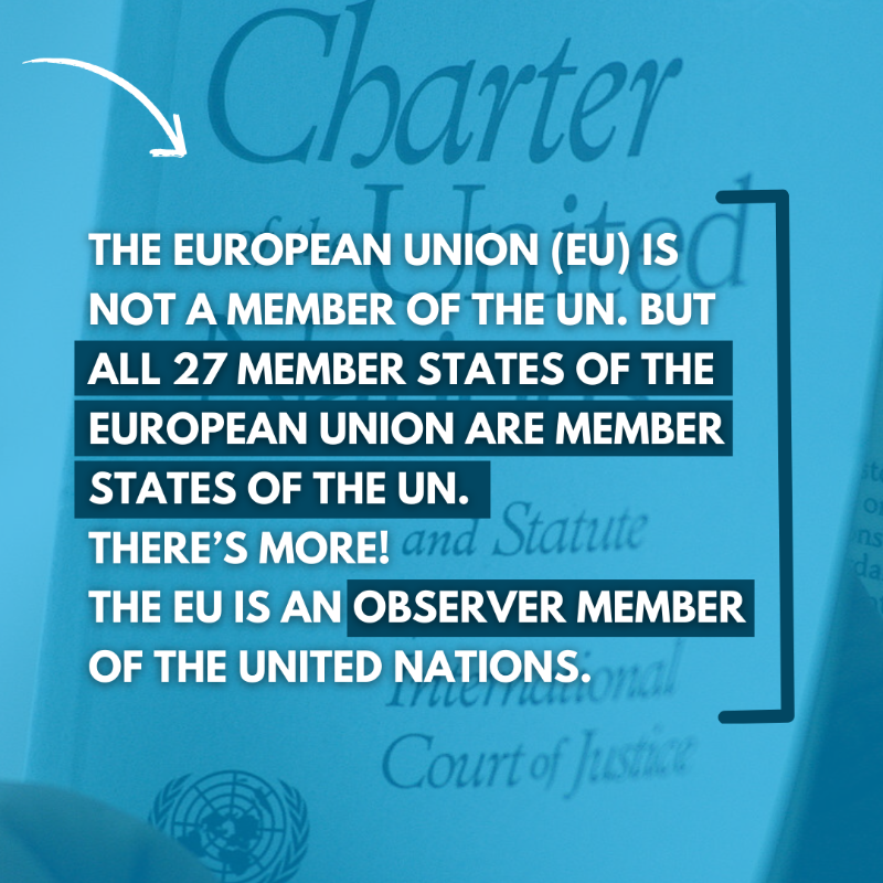 UNinBrussels's tweet photo. The EU and UN have a long relationship based on mutual values. But is the EU a member of the UN? Discover the role the EU plays at the UN 🇺🇳🇪🇺 ⤵️