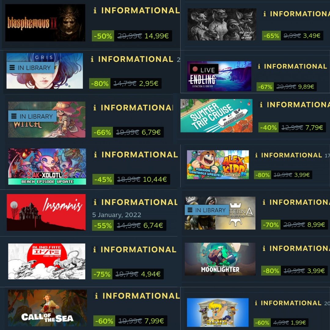 ¡¡ Genteeeee se acaban hoy las ofertas de verano de #Steam y os voy a pasar un enlace donde están todos los descuentos de los juegos españoles  😲🤯😲🤯😲!!!!!

👇👇👇👇👇
store.steampowered.com/curator/341828…