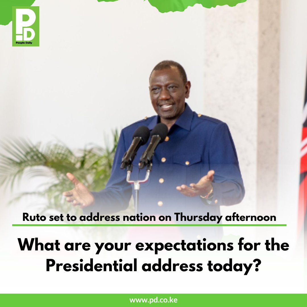 PeopleDailyKe's tweet image. What are your expectations for the Presidential address today? 
#PDQuestions #TalktoPD