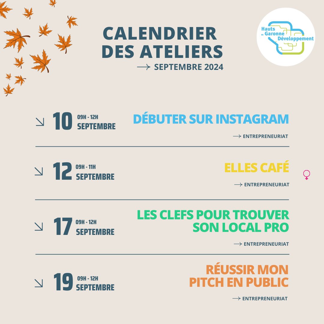 hdgdev's tweet image. 𝐇𝐞𝐥𝐥𝐨 𝗦𝗲𝗽𝘁𝗲𝗺𝗯𝗲𝗿 📚

C'est la rentrée chez Hauts de Garonne Développement ! 

Voici tous nos évènements du mois de Septembre 👇

→ Ne manquez pas nos activités, et inscrivez vous directement via notre site web : hdgdev.com