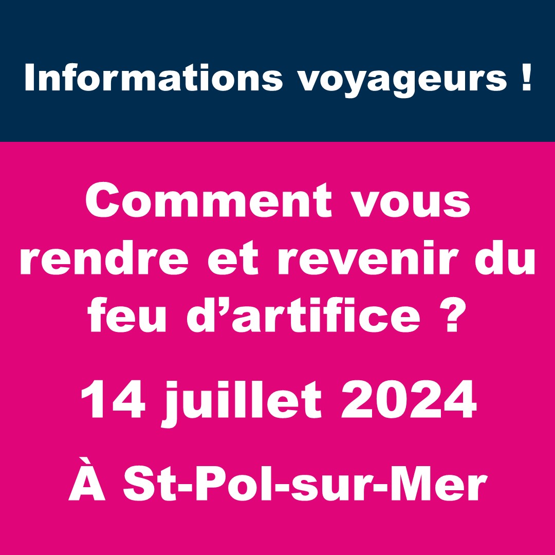 Le feu d’artifice, on y va en bus ! 🚌
Le feu d’artifice de Dunkerque au lieu depuis le stade BP (près de la salle Thomas) à Saint-Pol-sur-Mer ce dimanche 14 juillet à 23h. Comment vous rendre et revenir en bus, cliquez sur ce lien : lc.cx/3vVRx9