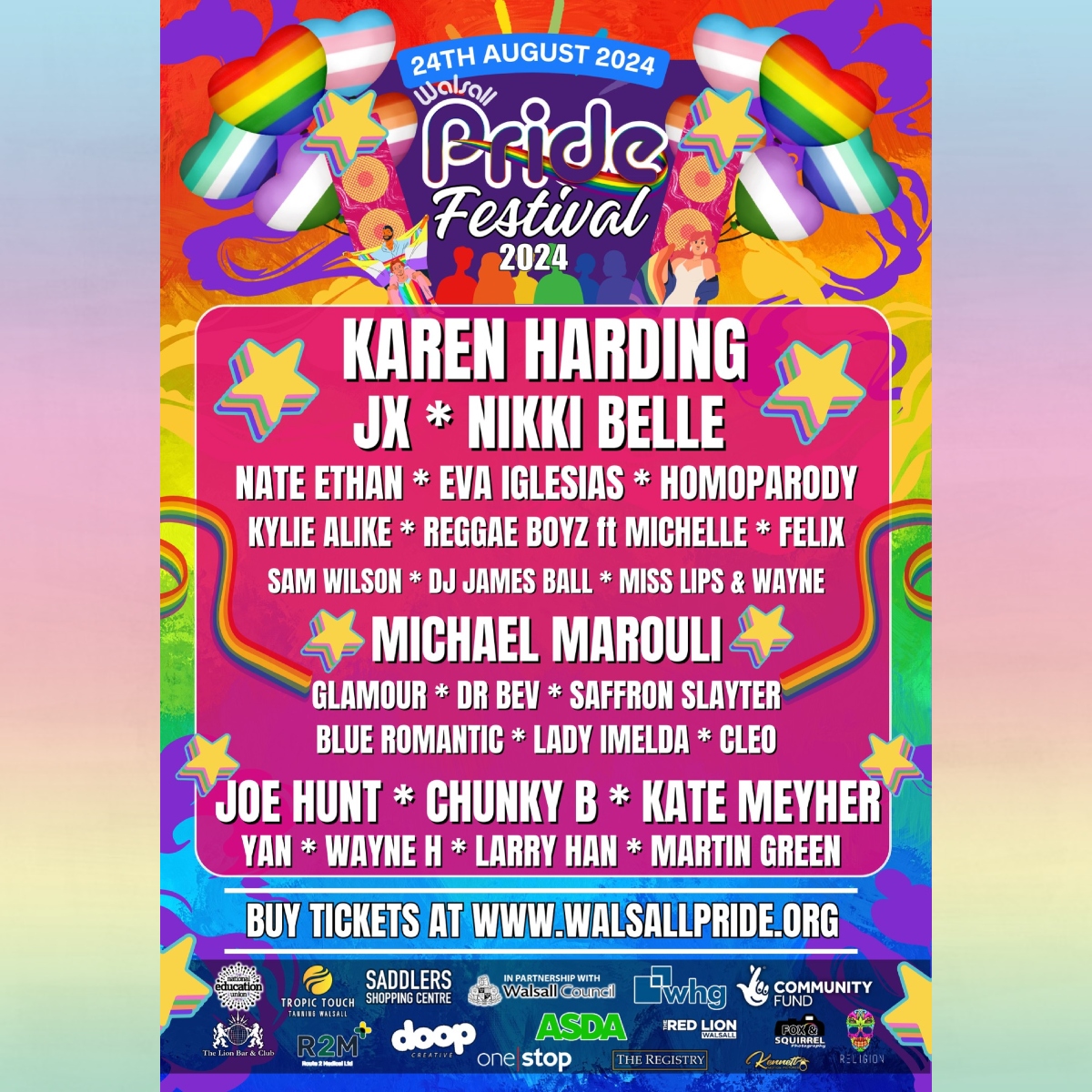 Walsall Pride 2024 full line-up has been released and there's still plenty of time to book tickets! walsallpride.org/event-details/… <a href="/walsallpride/">WalsallPride oficial</a>