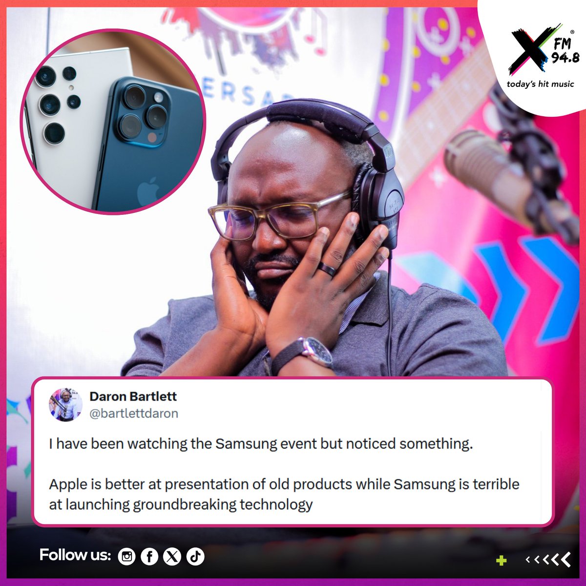 XfmUG's tweet image. Team Android or Team iOS? Do you agree with XAM&apos;s Daron that Apple SLAYS the presentation game, while Samsung STRUGGLES to launch new tech? 

Let&apos;s settle this! 

#AndroidVsIOS || #TodaysHitMusic