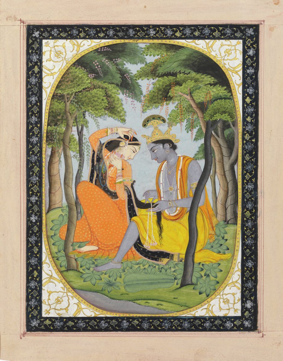 Kṛṣṇa adorning Rādha’s hair
ca. 1815-20, Kangra, Punjab Hills