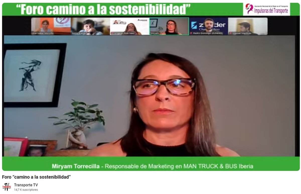 Miryam Torrecilla, de <a href="/MAN_Iberia/">MAN Truck&Bus Iberia</a> , apunta que "La electromovilidad, la descarbonización, están impuestas por Europa, por tanto es un sí o sí. La #electromovilidad sí consigue #ceroemisiones, que es el final a conseguir"

#Caminoalasostenibilidad