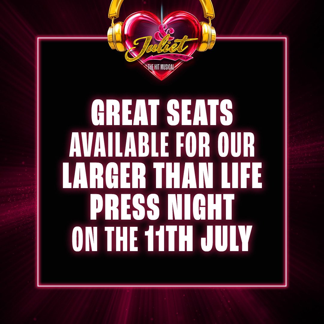 Consider your plans for tonight SORTED 🎉💖

Come join us in Manchester for our LARGER than life press night - with great seats from just £13!

🎟 atgtickets.com/shows/and-juli…