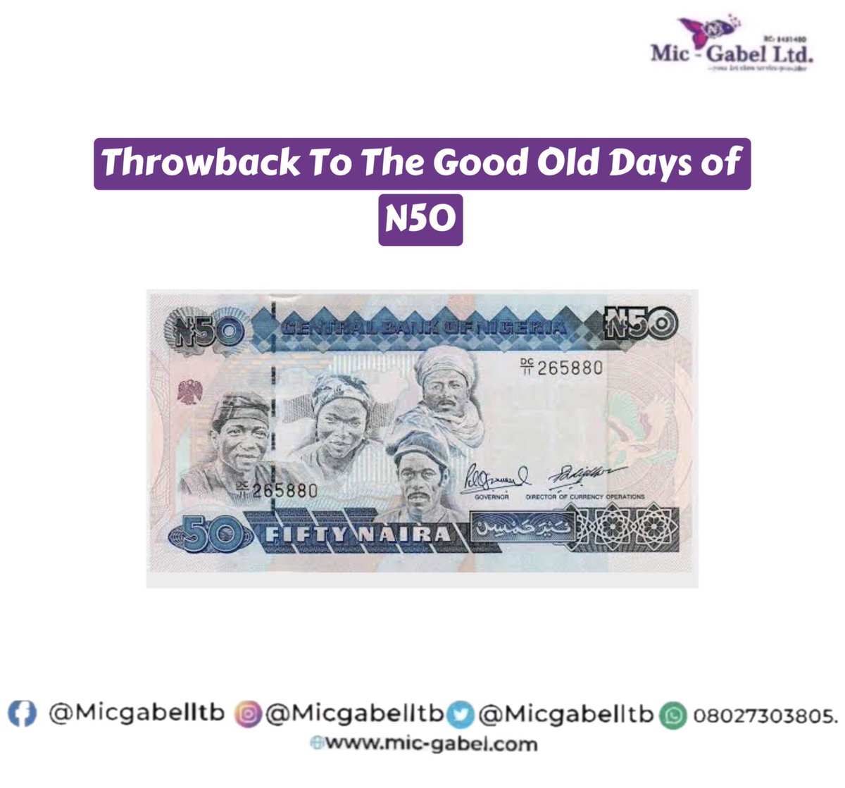 micgabelltd's tweet photo. Throwback to the good old days

Can you mention how many things N50 can get you in those days?🤔

#ThrowbackThursday #micgabel https://t.co/wwESCf7UbE