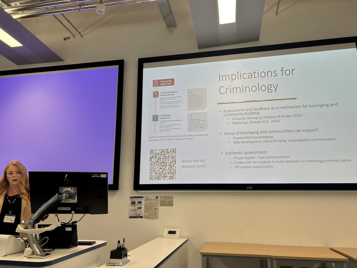 DrCHaddow's tweet image. 1/4 A great start to the morning talking all things #learningandteaching in our @bsc_ltn panel at #BSC2024. First up was me, sharing mine and @JacqBrodie&apos;s roadmap for belonging through assessment design and implications for Criminology
