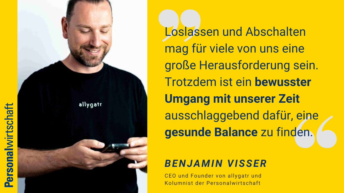 Work-Life-Balance ist für manch ein Unternehmer ein Fremdwort. Auch Gründer <a href="/benjaminvisser/">Benjamin Visser</a> tut sich manchmal schwer damit, abzuschalten. Was tut er dagegen?

personalwirtschaft.de/news/allgemein…