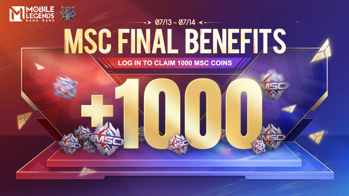 MobileLegendsOL's tweet image. MSC events are in full swing!
From 07/13 to 07/14, log in to the game to receive MSC Coins ×1000 and MSC Banner of Morale ×2!
MSC Coins can be used to exchange for MSC-exclusive items. 
#MobileLegendsBangBang
#SEETheWorld
#MSC2024