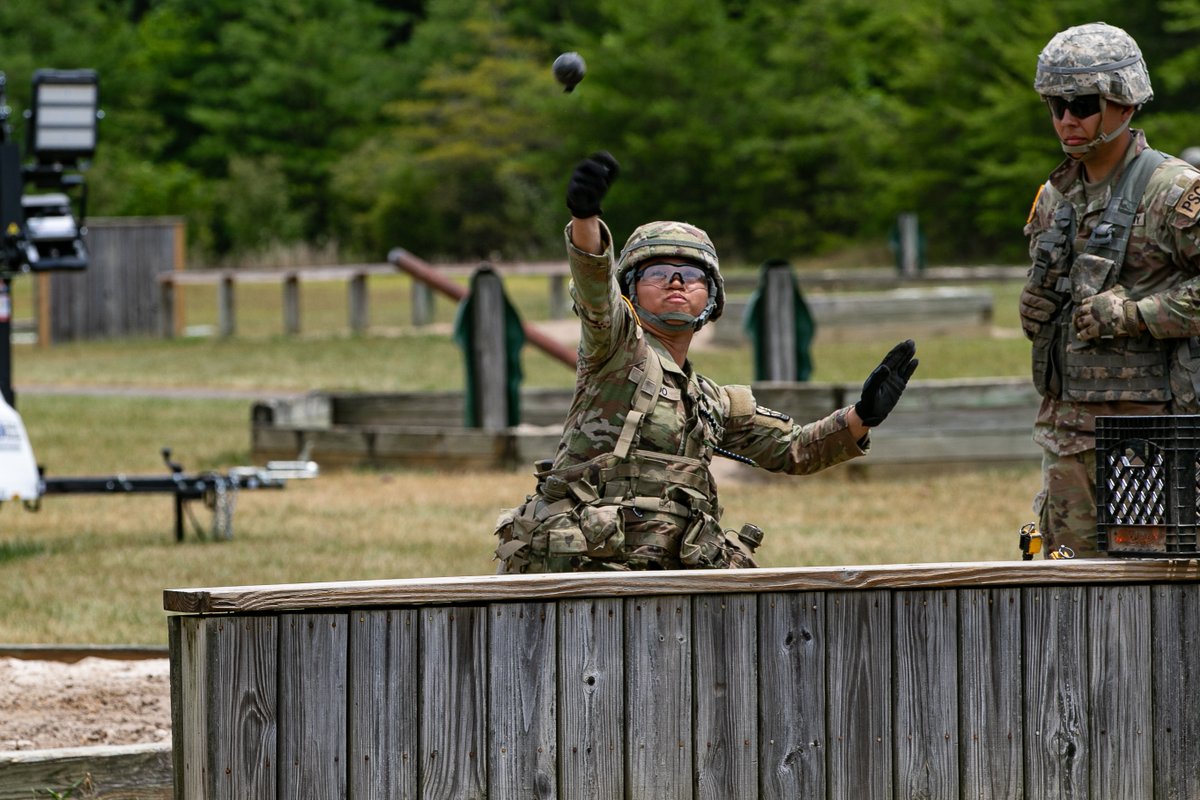 1Arotc's tweet photo. How's your arm?

5th Regiment had the opportunity to find out. These Cadets learned and practiced with hand grenades in simulated combat situations.

#CST24 #SpartanJourney #fragout #boomstick https://t.co/piniQihRHa