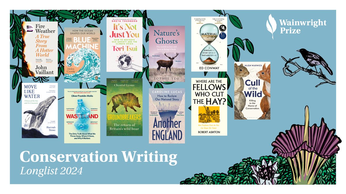 wainwrightprize's tweet photo. We are thrilled to announce our 2024 #ConservationWriting Longlist for The Wainwright Prize.

Congratulations to all our wonderful longlisted authors! ✏️🌱

#WainwrightPrize https://t.co/QJURMRRl1v
