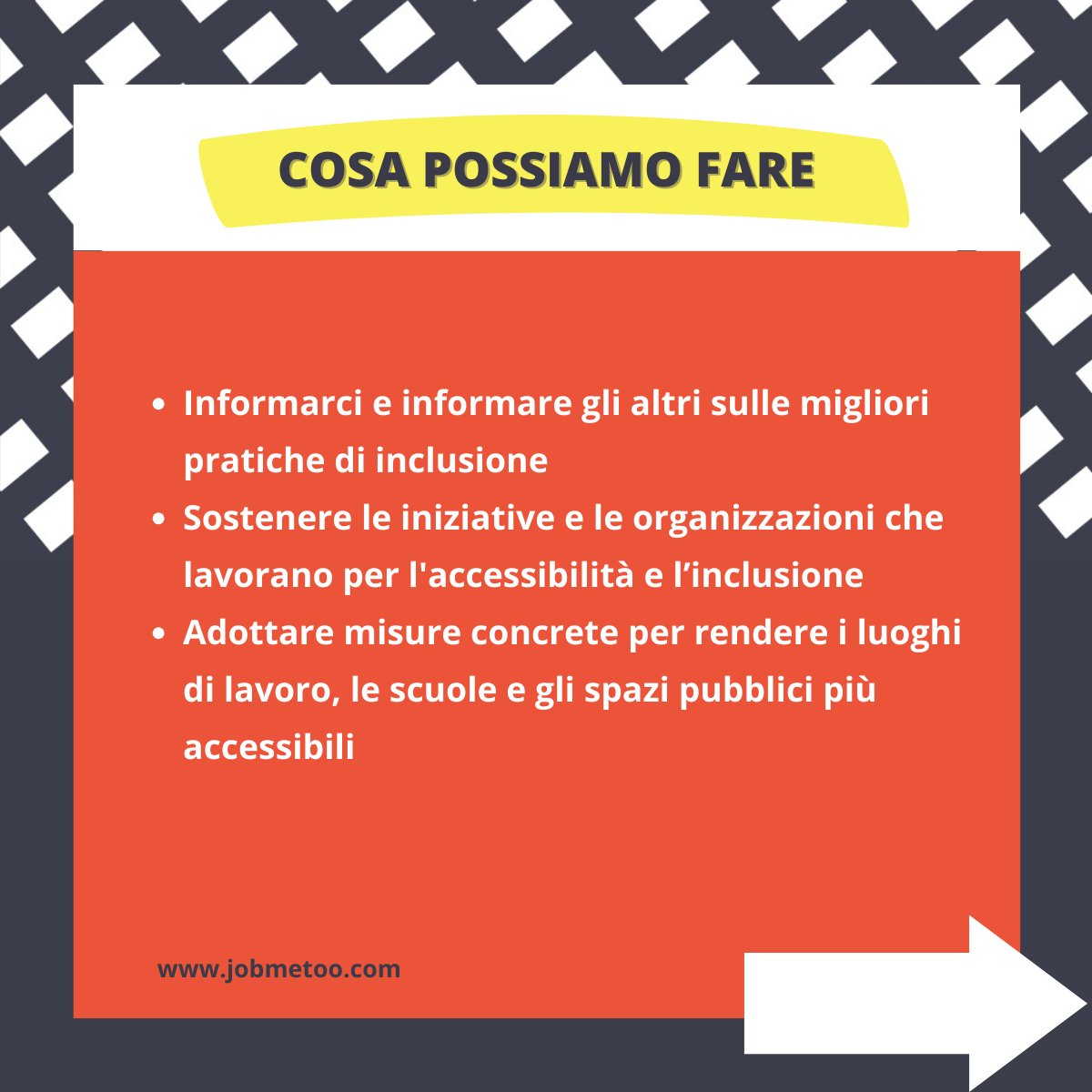 jobmetoo's tweet photo. Luglio è un mese speciale dedicato al #DisabilityPride, un'occasione per sensibilizzare la società su temi quali l’#inclusione sociale e i diritti delle persone con disabilità. Questo ci ricorda l'importanza di abbattere le barriere fisiche e sociali.

#jobmetoo #Accessibilità https://t.co/pjtINNicTA