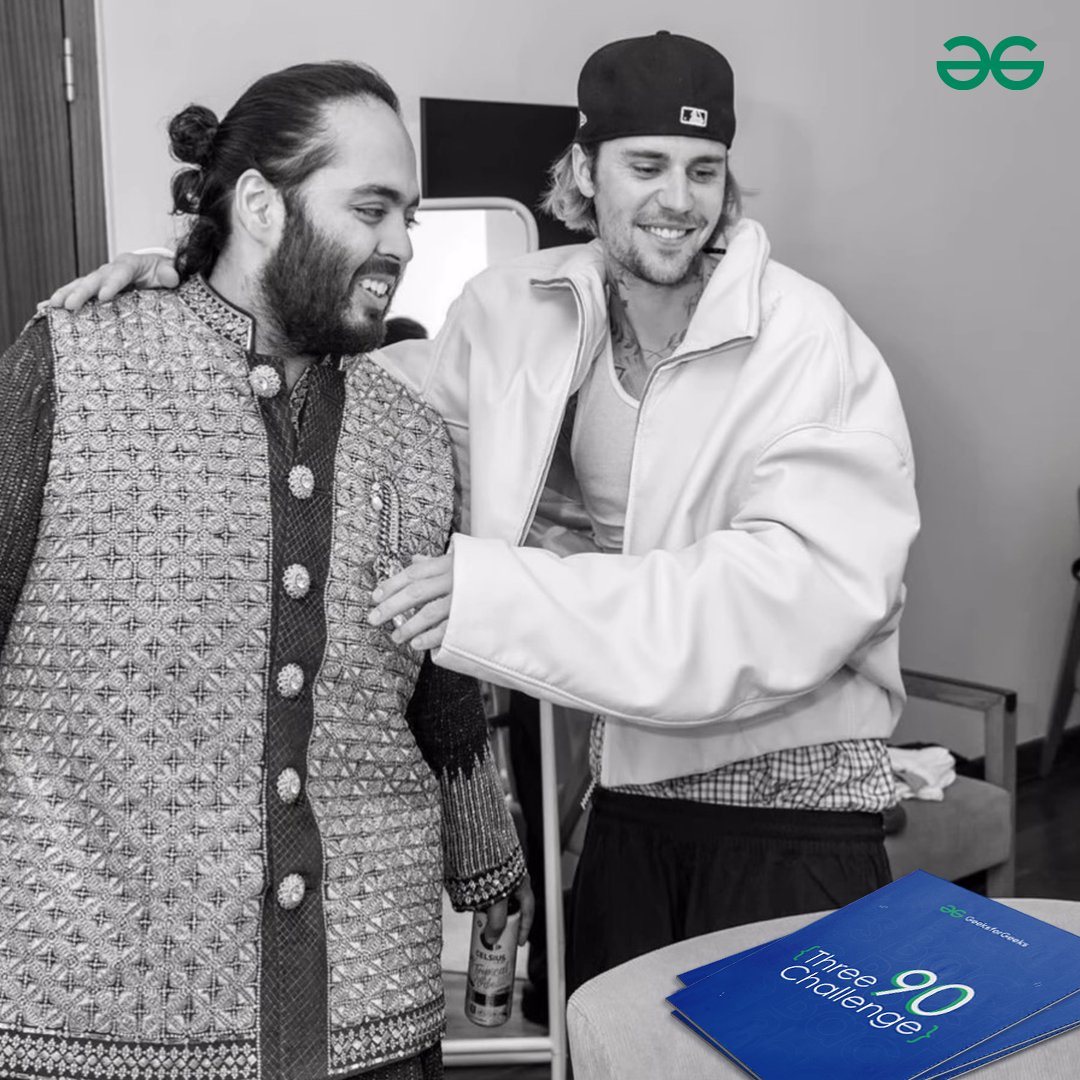 geeksforgeeks's tweet photo. The biggest event of 2024!
And you can also see Justin beiber and Anant Ambani in the background
.
.
Start the #Three90Challenge today: https://t.co/GM9rXiFm8F
.
.
.
.
.
#gfg #geeksforgeeks #codinglife #learntocode #gfgcourses #gfgkarlohojayega #three90 https://t.co/j3hGrhhjAQ