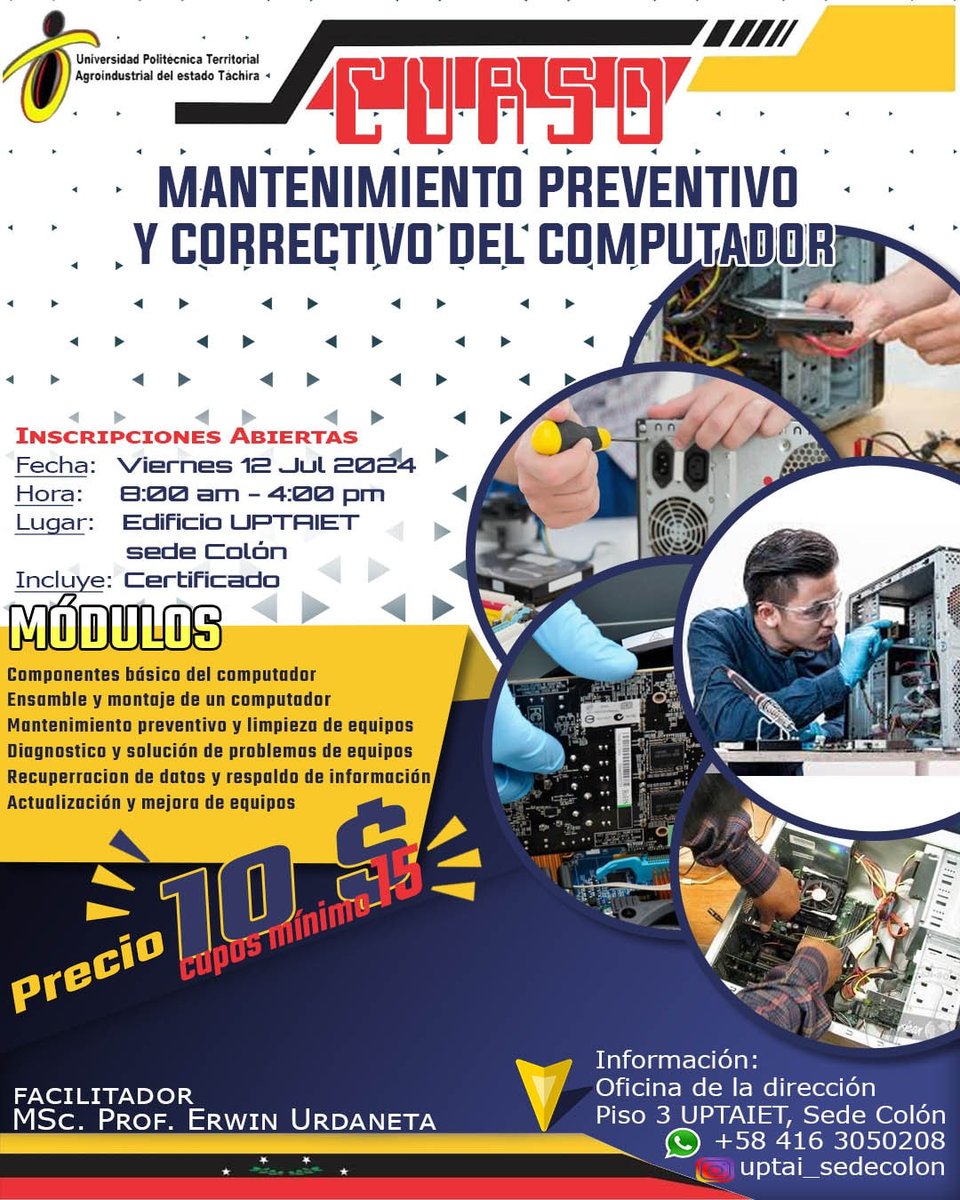 Si llevas tu PC se le hace mantenimiento preventivo totalmente gratis