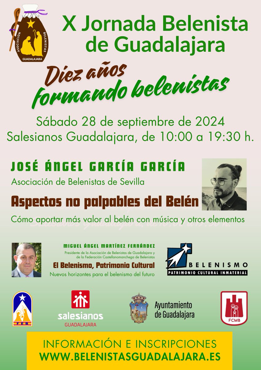 belenistasguada's tweet photo. Descubre nuestra X Jornada Belenista, en la que  contamos con la presencia del gran José Angel García,  ¡Os esperamos el 28 de septiembre! #belenismo #BelenismoPatrimonioHumanidad #yopongoelbelen #soybelenista 
https://t.co/DRYRek6bGu https://t.co/F5BA8JtDce