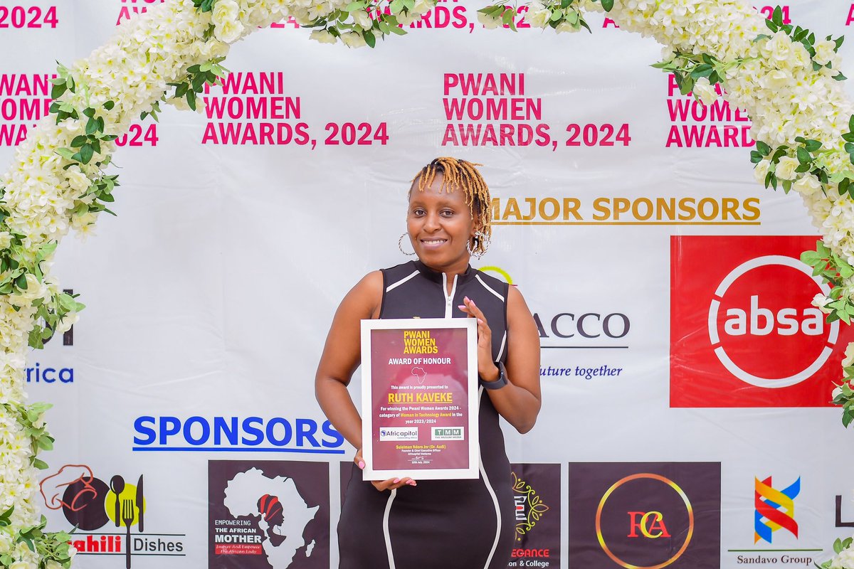 kavekeruth's tweet photo. Delighted to have received Women In Tech Award during Pwani Women Award event. I dedicate the award to the collaborative hard work and passion by my remarkable co-founders at @pwaniteknowgalz @ashuna112 &amp; @JoanNabusoba  and the remarkable volunteers, community and team. https://t.co/yld3oYtkog