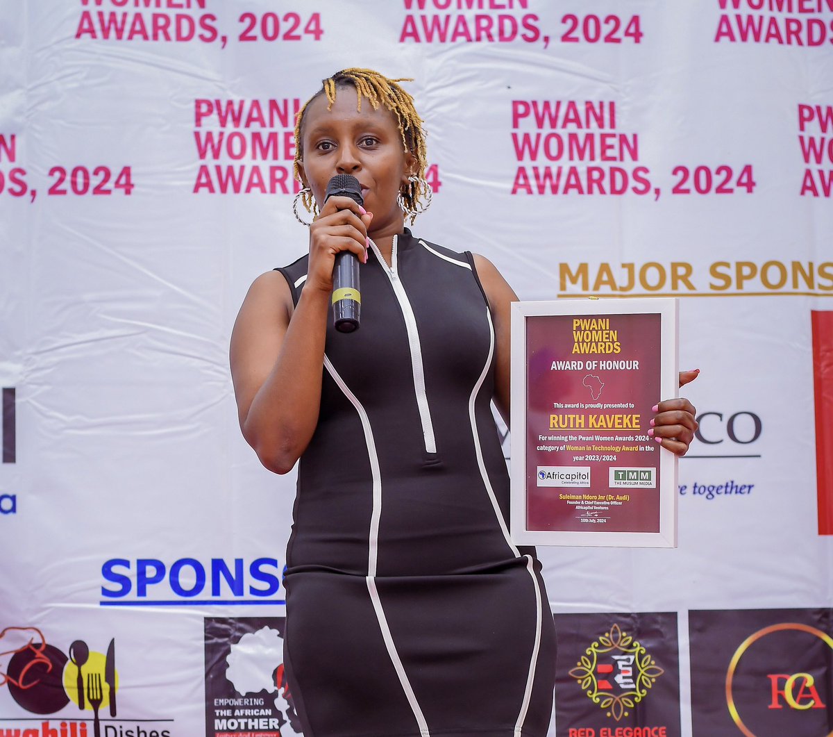 kavekeruth's tweet photo. Delighted to have received Women In Tech Award during Pwani Women Award event. I dedicate the award to the collaborative hard work and passion by my remarkable co-founders at @pwaniteknowgalz @ashuna112 &amp; @JoanNabusoba  and the remarkable volunteers, community and team. https://t.co/yld3oYtkog