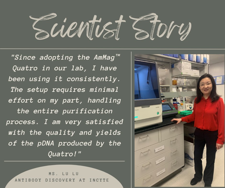 GenScript's tweet photo. Hear from scientists like you!

Ms. Lu Lu from Incyte shares her experience with the GenScript automated plasmid Maxi-prep solution, AmMag Quatro.

Read more here: https://t.co/inVewMya7z

#AmMag #LabEfficiency #ScientificInnovation #LabAutomation #GenScript #maxiprep https://t.co/hQ2vktE0uh