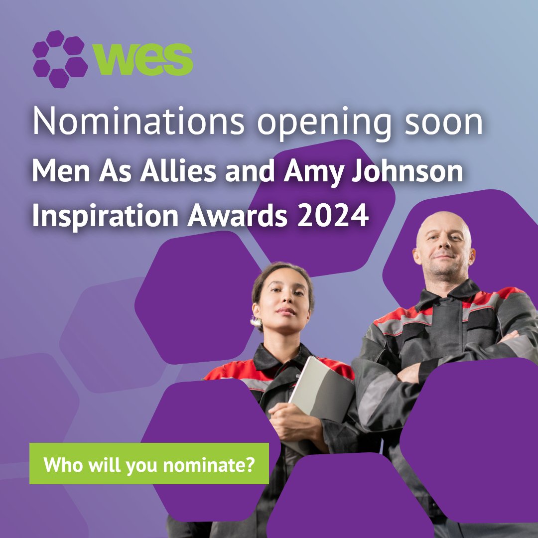 WES1919's tweet image. Nominations for the Amy Johnson Inspiration Award and the Men as Allies Award open on Monday, 15 July! 🌟

Who will you nominate? 

#AmyJohnsonInspirationAward #MenAsAllies #DiversityInEngineering #WomenInSTEM