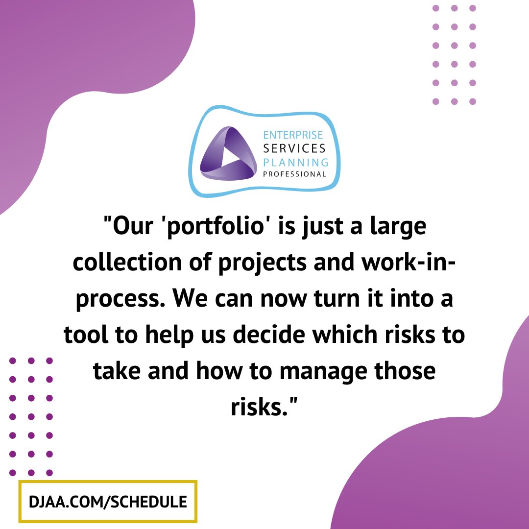 📢 Transform Your Portfolio Management! 
Turn your projects into strategic tools with our Enterprise Services Planning (ESP) Expert program. Now available online January 20-31. Learn advanced techniques to manage risks and optimize your portfolio: djaa.com/catalogue/24-e…