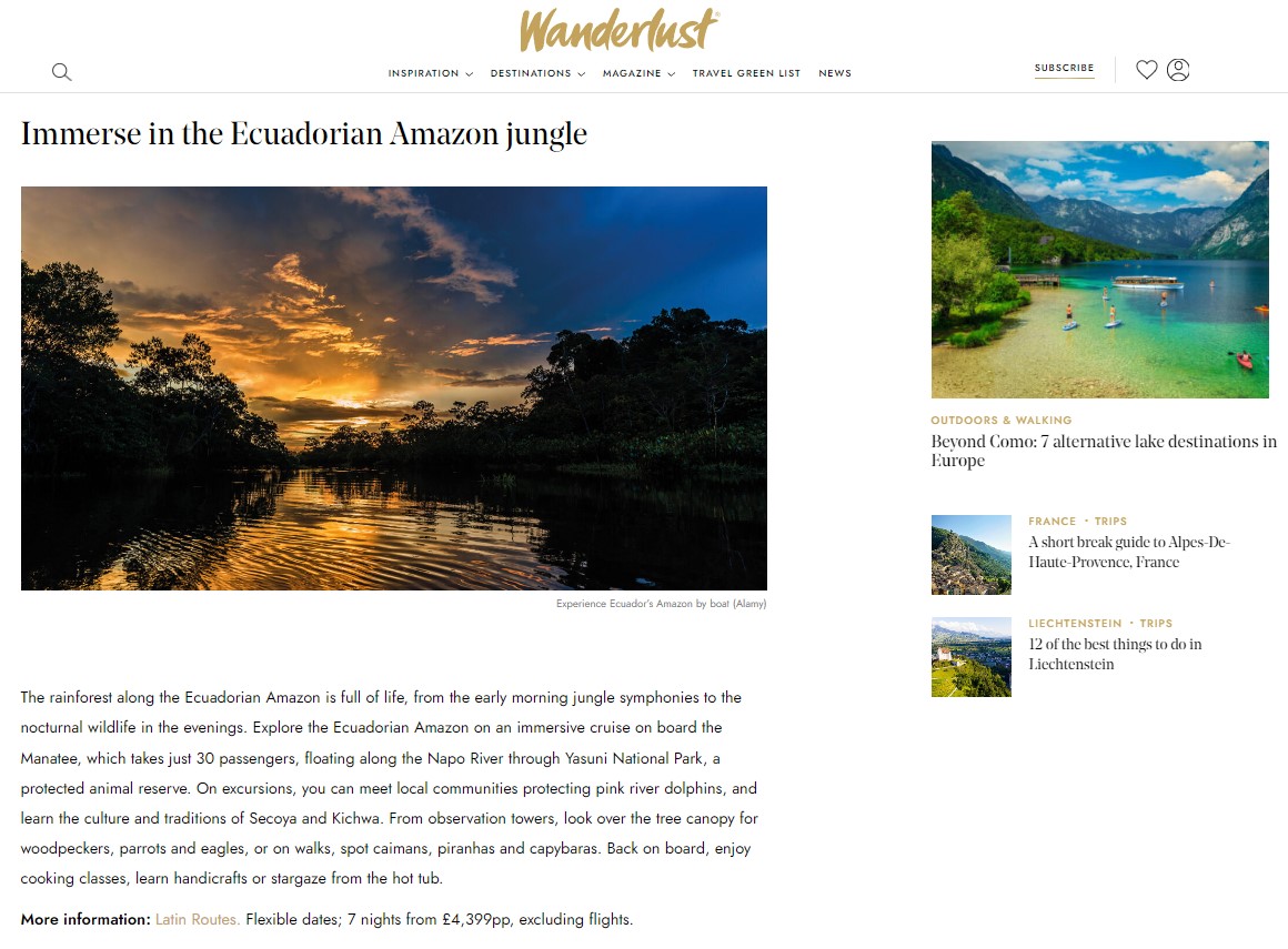 Latin Routes (@latinroutes) on Twitter photo Our 8-day Ecuadorian #Amazon Cruise, featured in <a href="/wanderlustmag/">Wanderlust magazine</a>, is ideal for your clients looking for an adventure in the heart of the Amazon jungle!
Click the link to find out more: latinroutes.co.uk/cruises/amazon… Our 8-day Ecuadorian #Amazon Cruise, featured in <a href="/wanderlustmag/">Wanderlust magazine</a>, is ideal for your clients looking for an adventure in the heart of the Amazon jungle!
Click the link to find out more: latinroutes.co.uk/cruises/amazon…