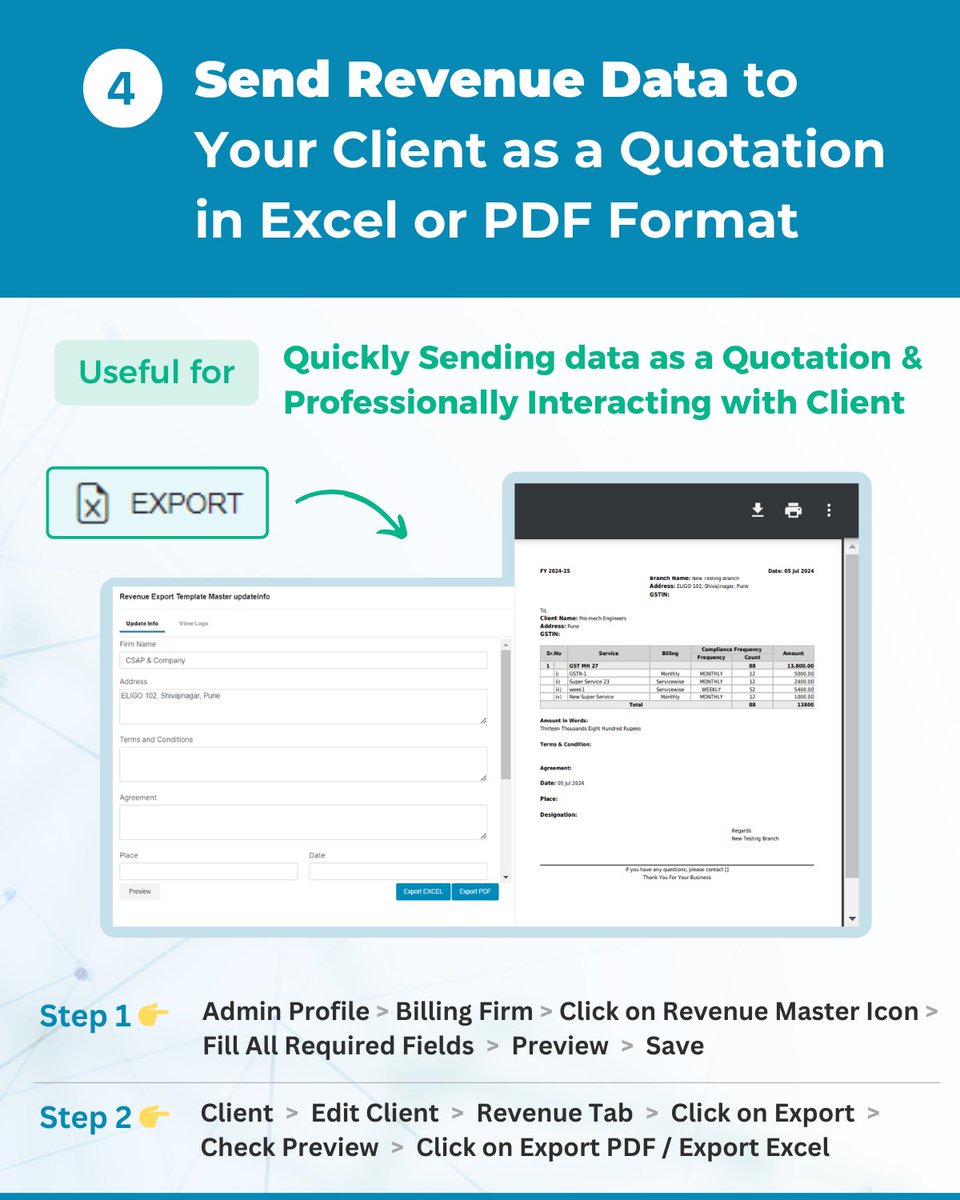 DueDeckOfficial's tweet photo. ✔️ Send Revenue Data as a Quotation to your existing clients in Excel or PDF format https://t.co/2Hhvu6bP8J