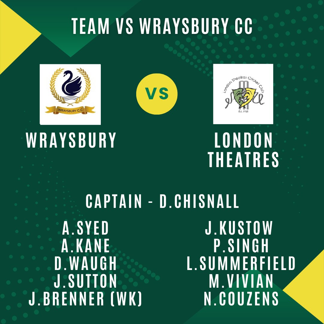 London Theatres Cricket Club (@ltcc58) on Twitter photo Morning all, we have been a little quiet on here due to a few different reasons but we have still been playing. This week we are heading to <a href="/wraysburycc/">Wraysbury CC</a> which is always a fun but competitive game. We are all looking forward to it, especially after our rained off game last week. Morning all, we have been a little quiet on here due to a few different reasons but we have still been playing. This week we are heading to <a href="/wraysburycc/">Wraysbury CC</a> which is always a fun but competitive game. We are all looking forward to it, especially after our rained off game last week.