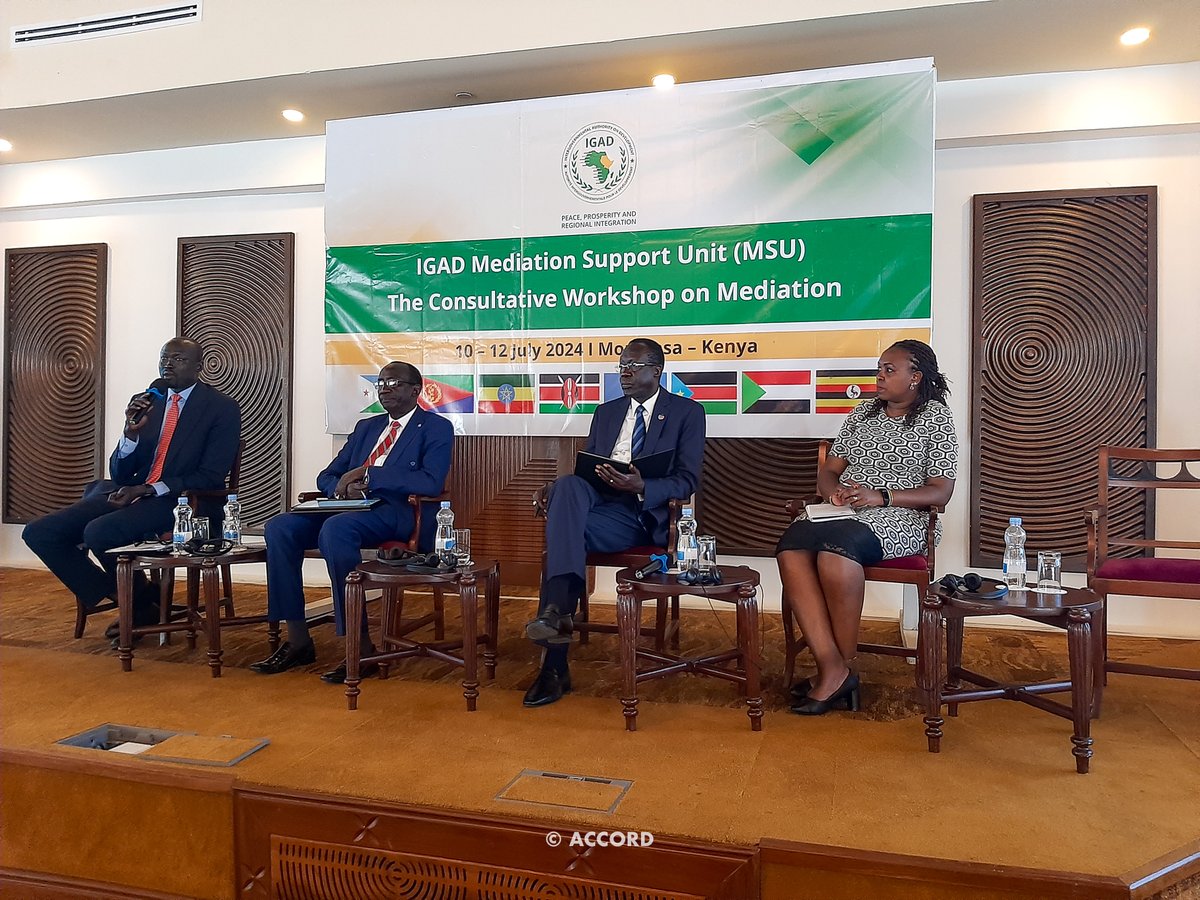 ACCORD_online's tweet photo. ACCORD is honoured to participate in @IGADPeace's  High-level Consultative Workshop on Mediation,  from 10-12 July 2024, Mombasa, #Kenya. Our Founder &amp; ED, Dr. Vasu Gounden, delivered a presentation on Africa's complex challenges &amp; their implications for #mediation practices. https://t.co/GPV0yqbUi9