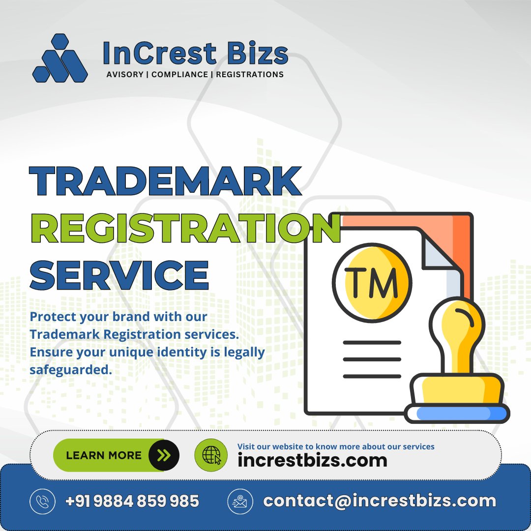 InCrestBizs's tweet photo. Protect your brand with our Trademark Registration services. Ensure your unique identity is legally safeguarded.
#InCresting #InCrestBizs #CompanyRegistrations #GSTRegistration #TrademarkRegistration #CopyrightRegistration https://t.co/kmUZltSpaO