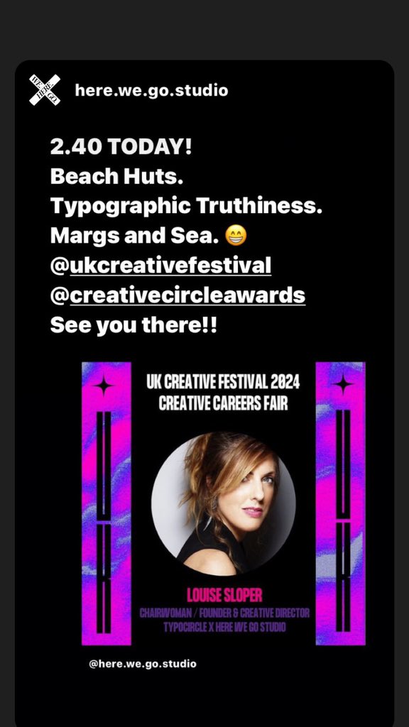 See you at 2.40 down in Margate at the Beach Huts with <a href="/typocircle/">Typographic Circle</a> for all things #typography and #TOV! 
<a href="/ukcreativefest/">UK Creative Festival</a> #creativecircleawards 
Free entry for students. #margatedesign  <a href="/DreamlandMarg/">Dreamland Margate</a>