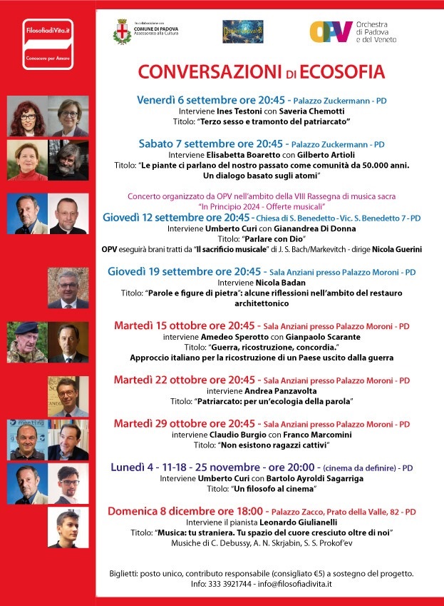 PadovaCultura's tweet photo. 𝐂𝐨𝐧𝐯𝐞𝐫𝐬𝐚𝐳𝐢𝐨𝐧𝐢 𝐝𝐢 𝐄𝐜𝐨𝐬𝐨𝐟𝐢𝐚
𝐸𝑑𝑖𝑧𝑖𝑜𝑛𝑒 2024
#Padova, Sedi diverse
Dal 6 #settembre all'8 #dicembre 2024
👉 https://t.co/Y2IiHYnFrh
@padovamusei
#Cultura #filosofia #filosofiadivita #ecosofia #SaveTheDate #eventi #conferenze #italia #italy #stories https://t.co/9TyVZAe7FP