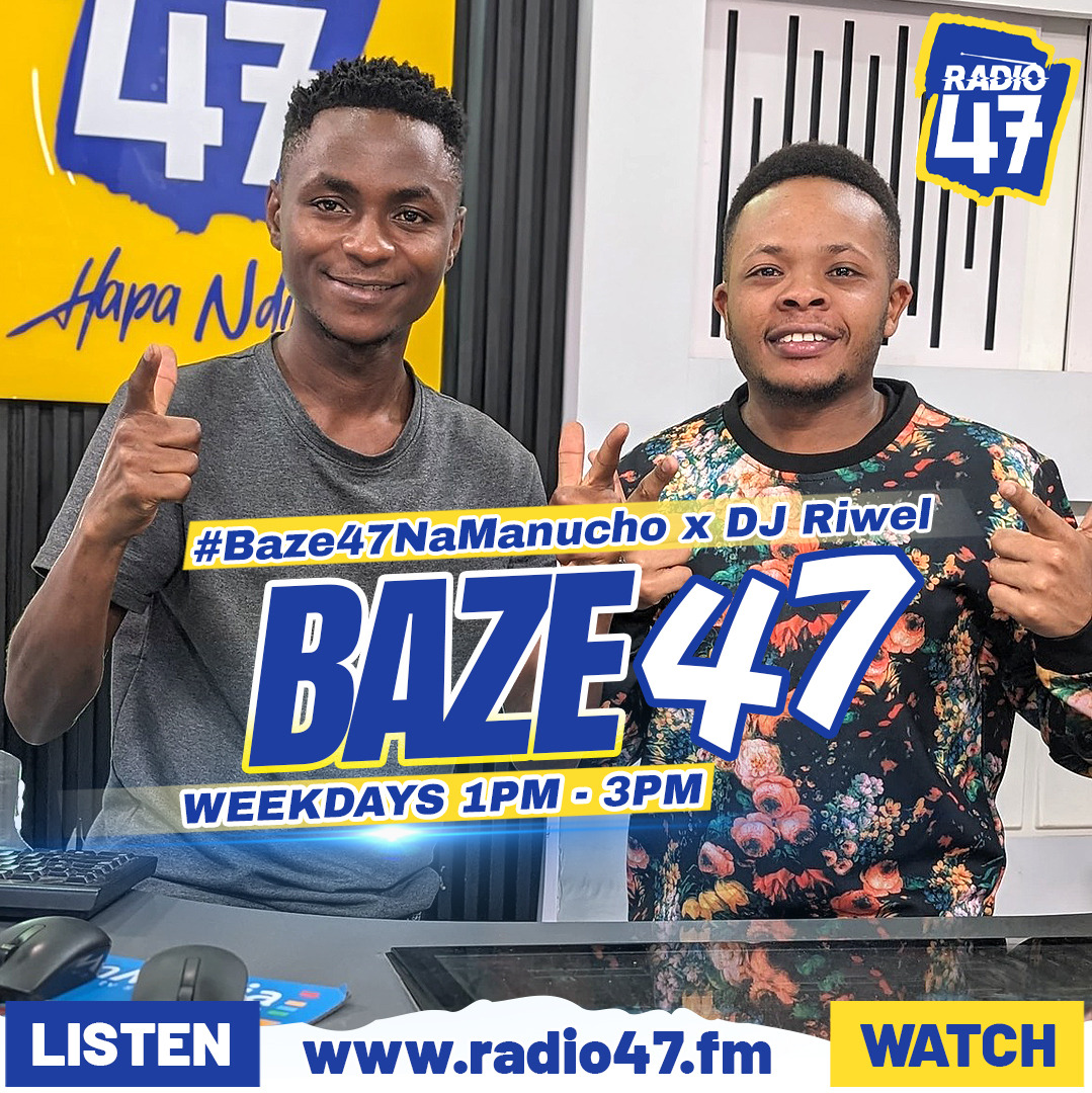 Radio47_Kenya's tweet photo. Karibu ndani ya the baddest entertainment show #Baze47NaManucho ukiwa na Rais wa vijana Manucho the @y_oungballer na @DjRiwel on the ones and twos.
#HapaNdipo https://t.co/nC4epTJ1L2