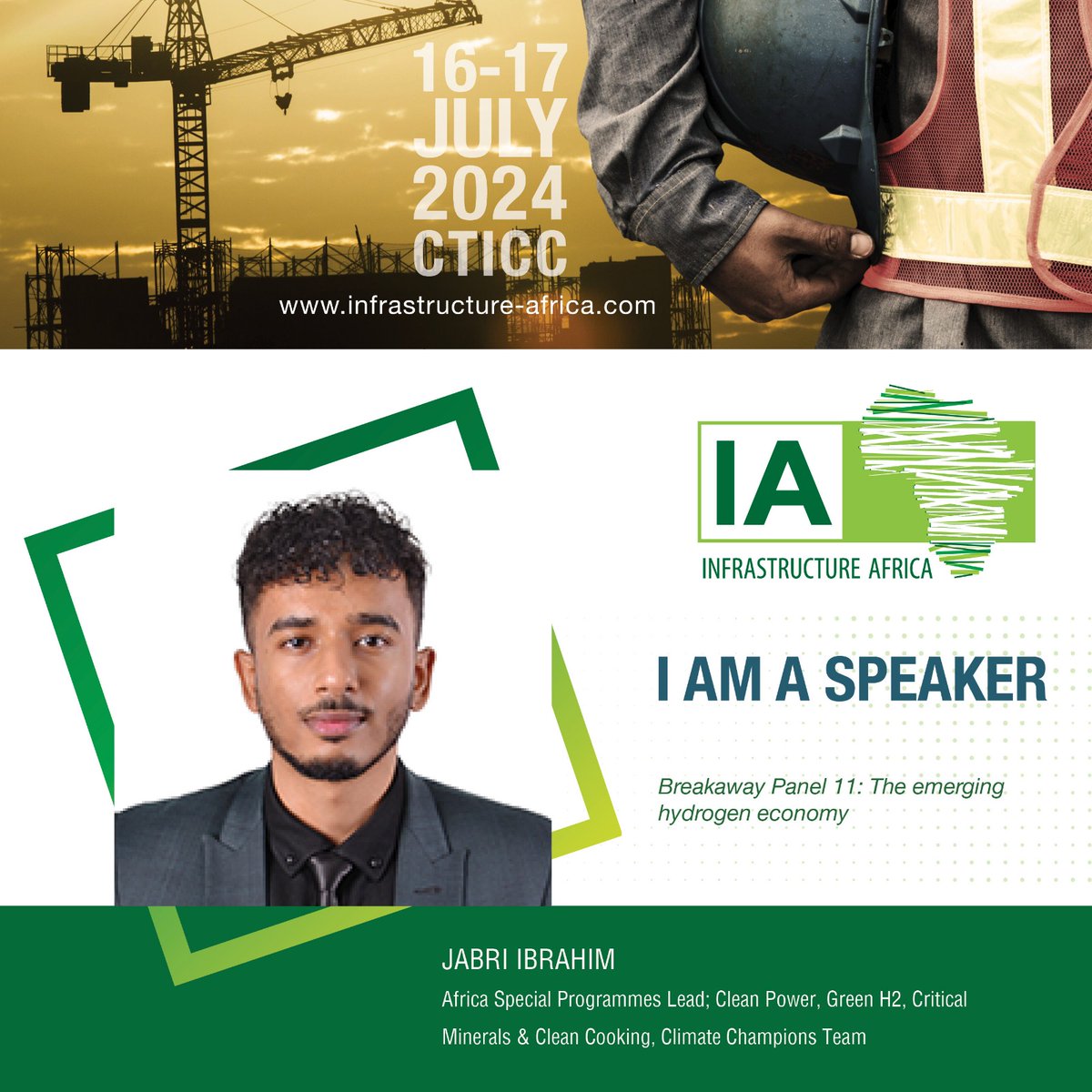 Thrilled to share that I'll be at the <a href="/InfrastructureA/">InfrastructureAfrica</a> event on 16-17 July &amp; will make the trek down to Cape Town!

I'll speak to green hydrogen opportunities for green infra/industry i.e, in shipping, industrial feedstock processes, green steel etc etc! #infrastructureafrica