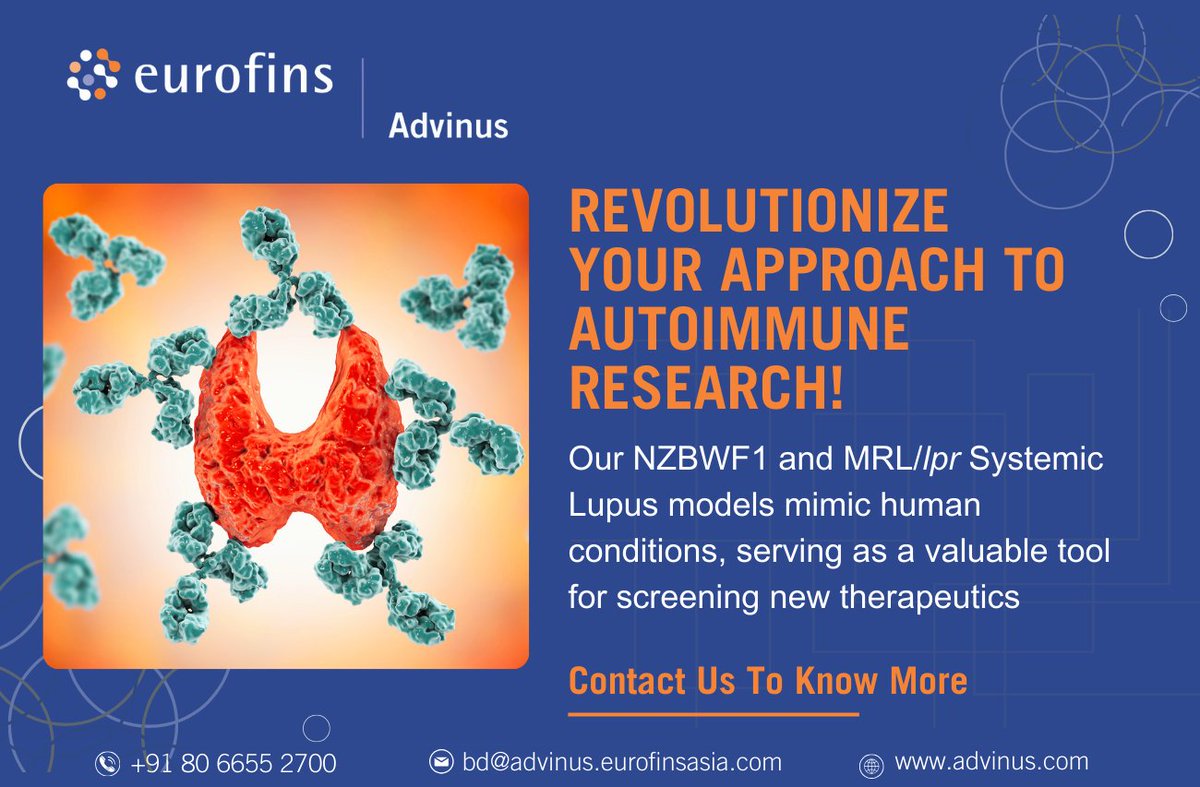 advinus's tweet photo. Revolutionize your approach to autoimmune research with us!

Contact us today to discuss your research needs!

#autoimmuneresearch #lupus #drugdiscovery #preclinicalresearch #safetyassessment https://t.co/IKcVhmJV9I