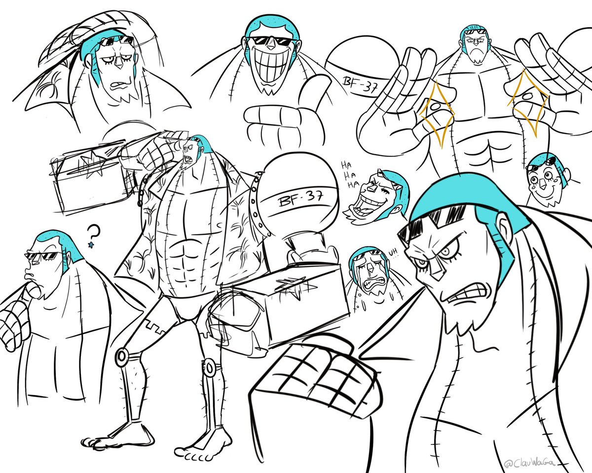 clauwagart's tweet photo. SUUUPER FURANKII ~ Post time skip expressions sheet
#franky #cyborgfranky #onepiece #expressionssheet #doodle #sketches #ink #fanart https://t.co/4xLC3A1qmk